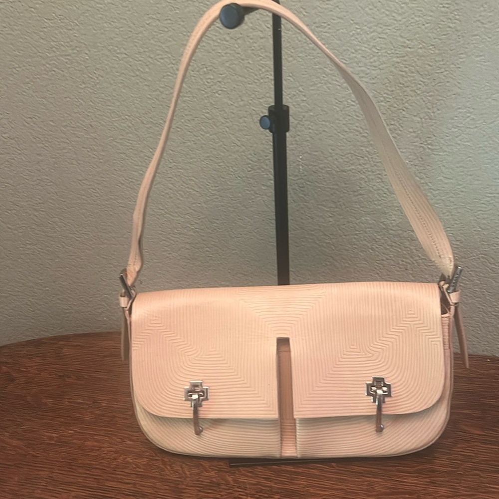 Bally Vintage Beige Textured Leather Double Flap Shoulderbag